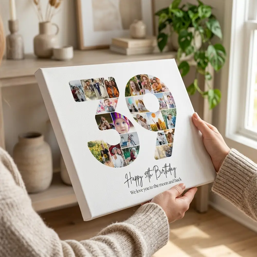 Tablou Personalizat Cadou Colaj Aniversare 39 de ani – tablou canvas în decor