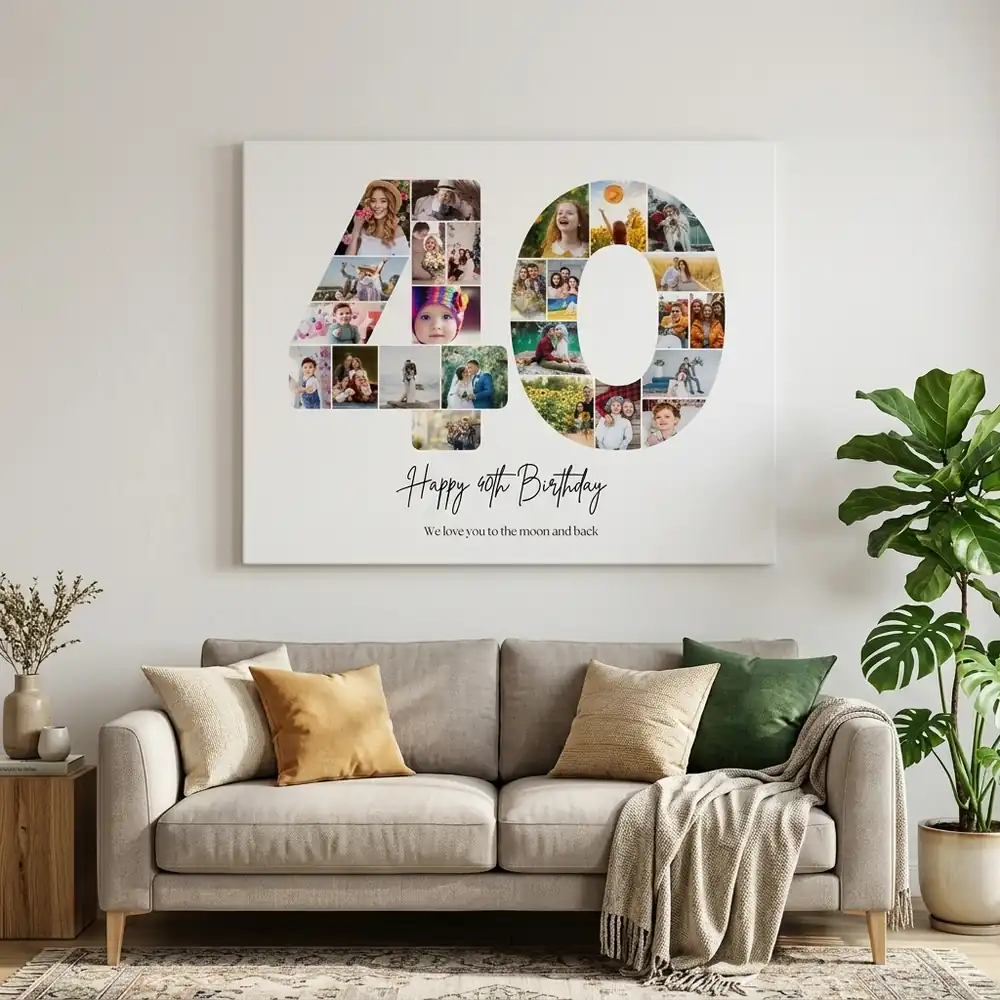 Tablou Personalizat Cadou Colaj Aniversare 40 de ani – tablou canvas în decor