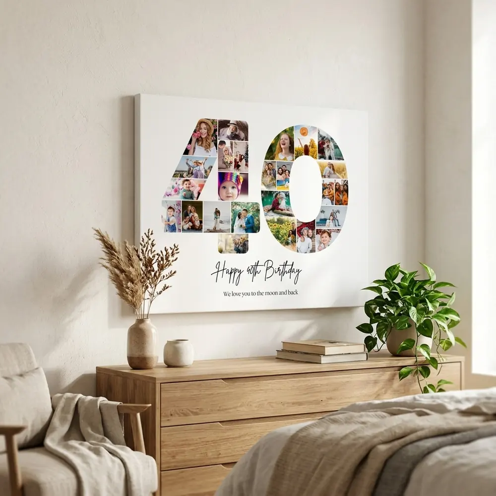 Tablou Personalizat Cadou Colaj Aniversare 40 de ani – tablou canvas în decor