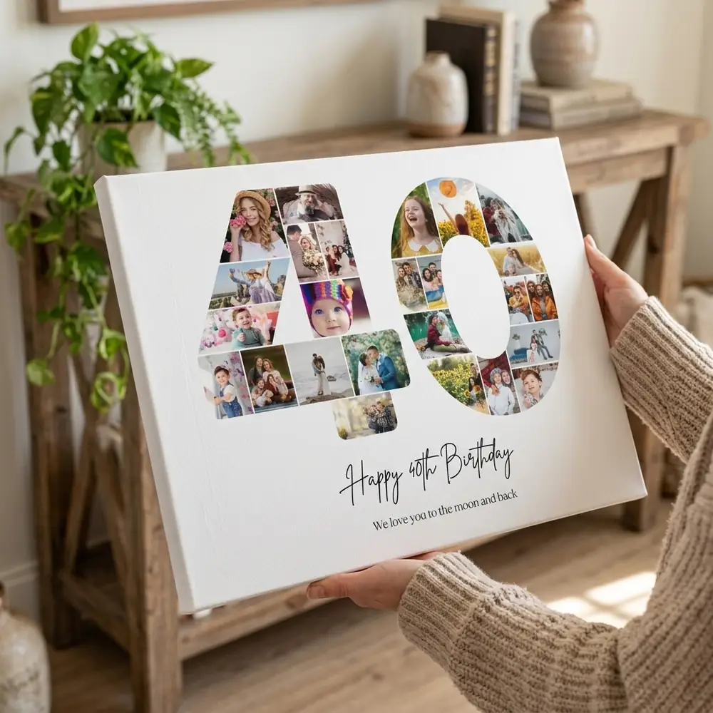 Tablou Personalizat Cadou Colaj Aniversare 40 de ani – tablou canvas în decor