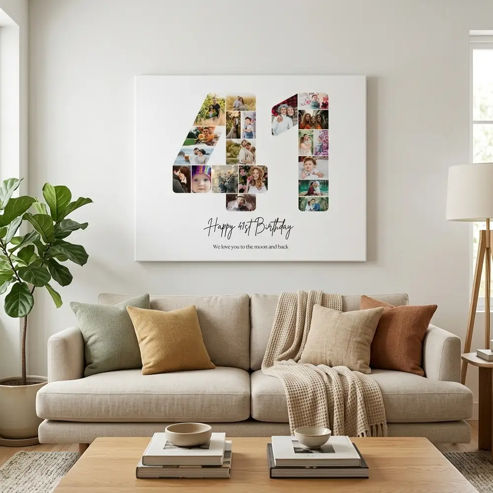 Tablou Personalizat Cadou Colaj Aniversare 41 de ani – tablou canvas în decor