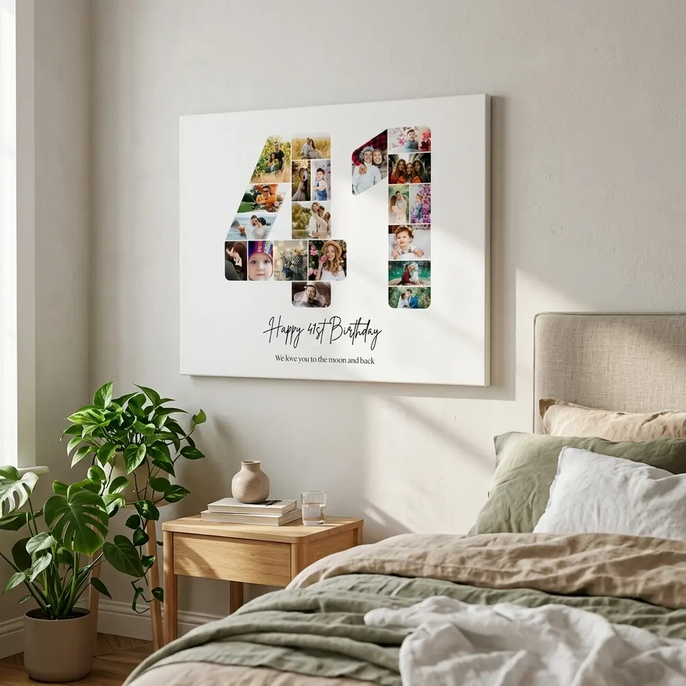 Tablou Personalizat Cadou Colaj Aniversare 41 de ani – tablou canvas în decor