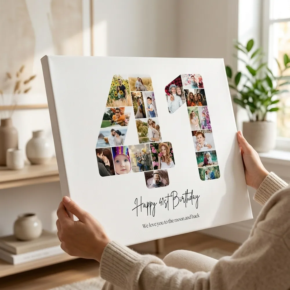 Tablou Personalizat Cadou Colaj Aniversare 41 de ani – tablou canvas în decor