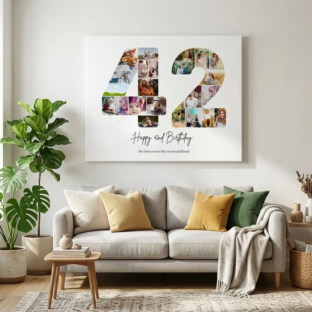 Tablou Personalizat Cadou Colaj Aniversare 42 de ani – tablou canvas în decor