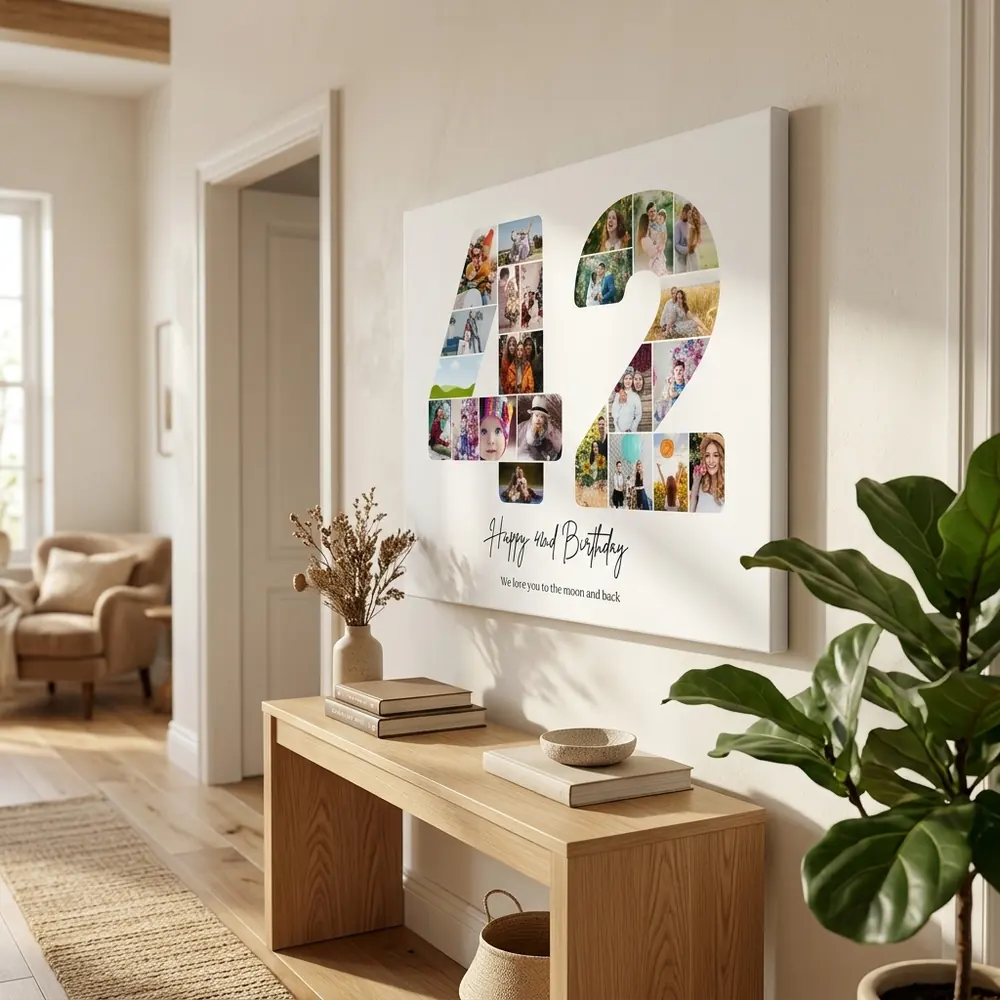Tablou Personalizat Cadou Colaj Aniversare 42 de ani – tablou canvas în decor