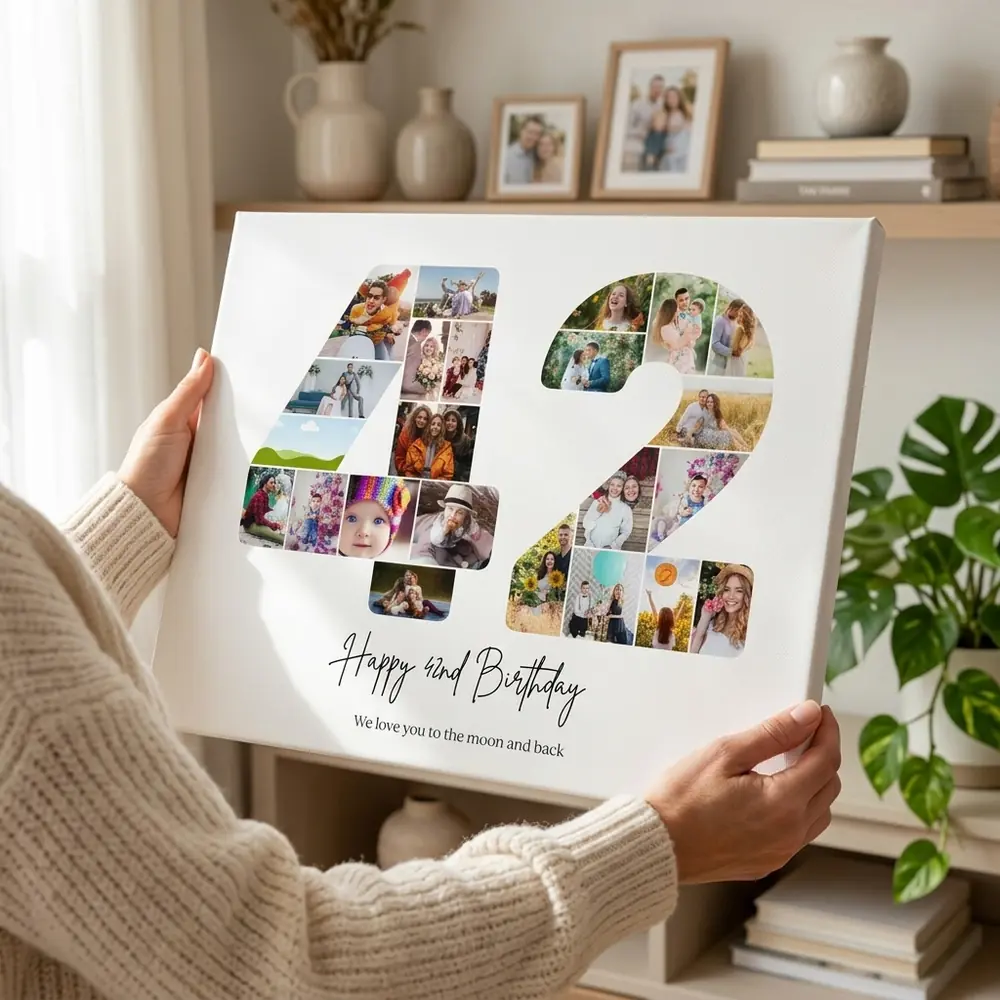 Tablou Personalizat Cadou Colaj Aniversare 42 de ani – tablou canvas în decor