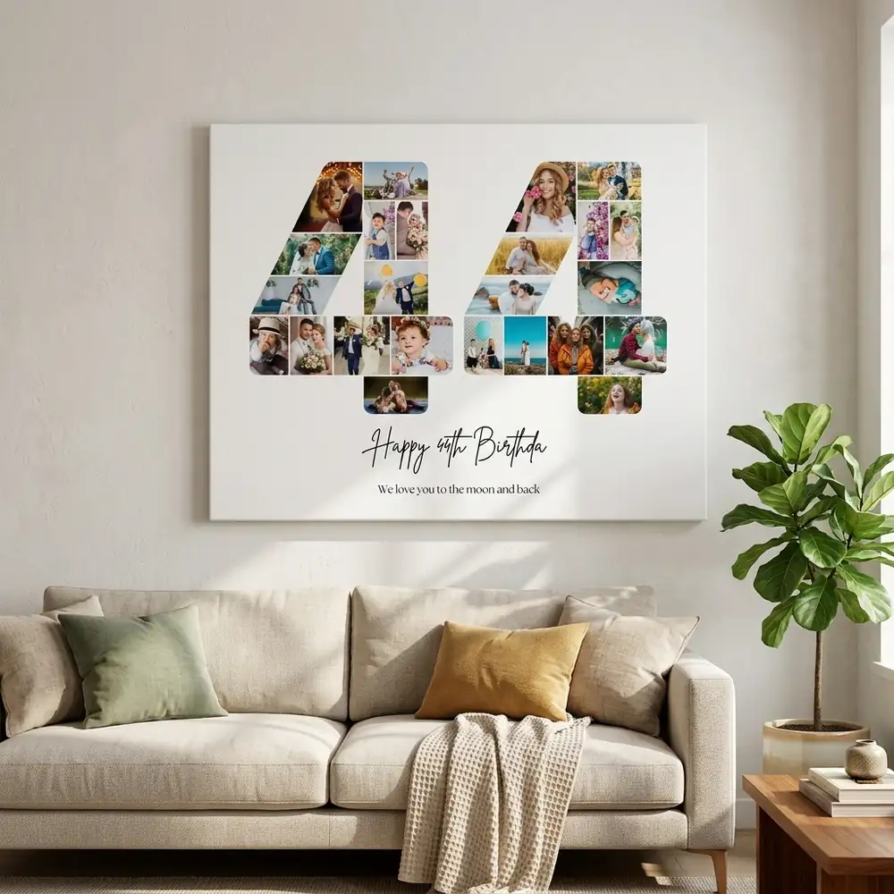 Tablou Personalizat Cadou Colaj Aniversare 44 de ani – tablou canvas în decor