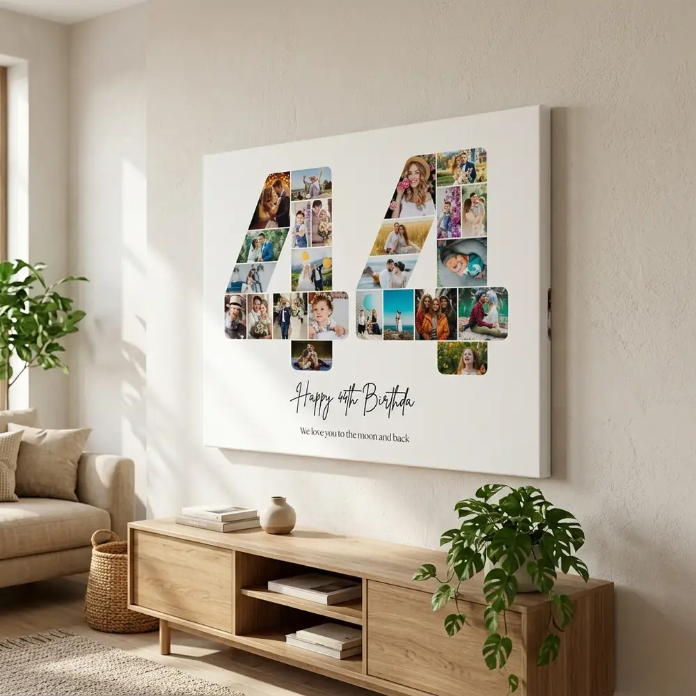 Tablou Personalizat Cadou Colaj Aniversare 44 de ani – tablou canvas în decor