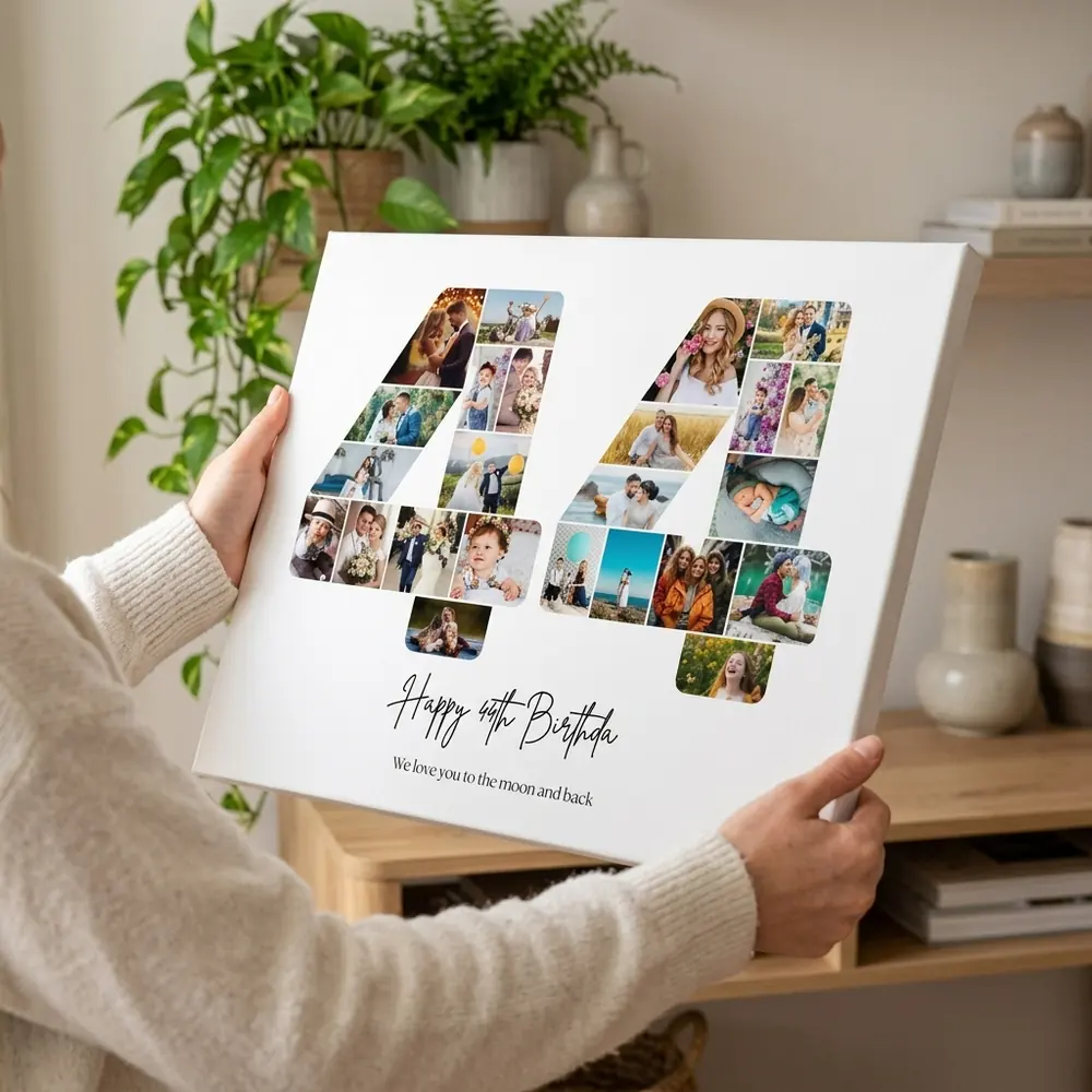 Tablou Personalizat Cadou Colaj Aniversare 44 de ani – tablou canvas în decor