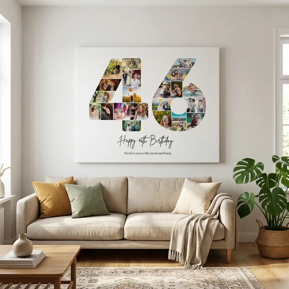 Tablou Personalizat Cadou Colaj Aniversare 46 de ani – tablou canvas în decor