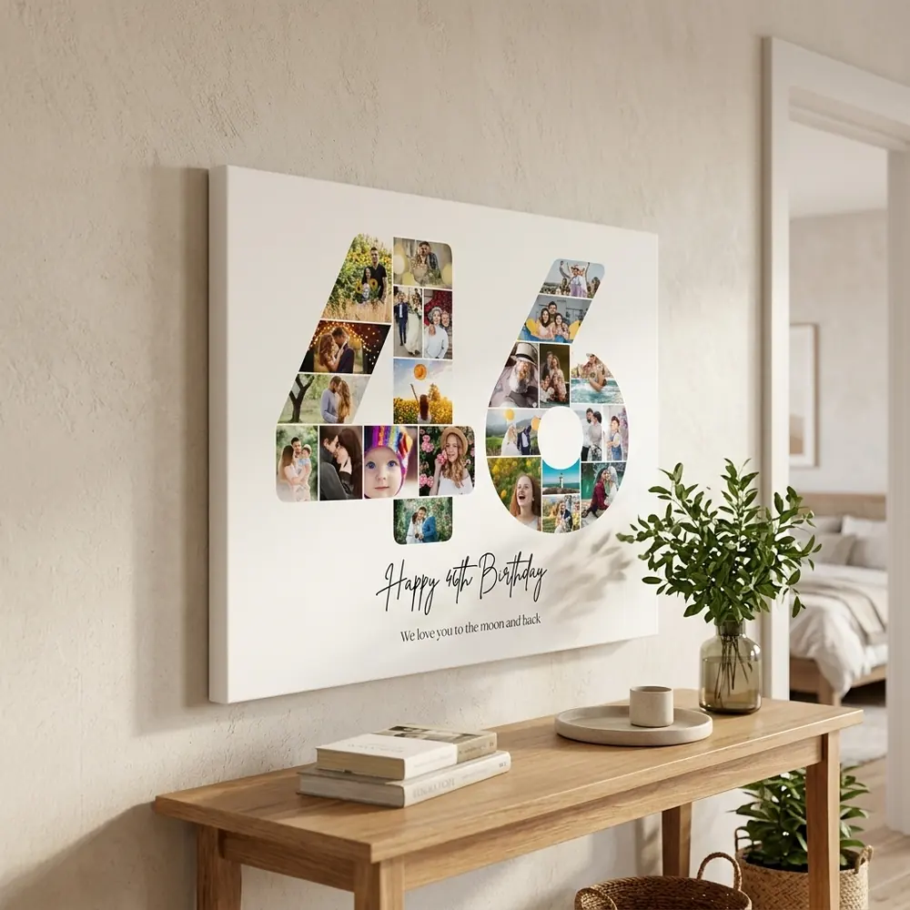 Tablou Personalizat Cadou Colaj Aniversare 46 de ani – tablou canvas în decor