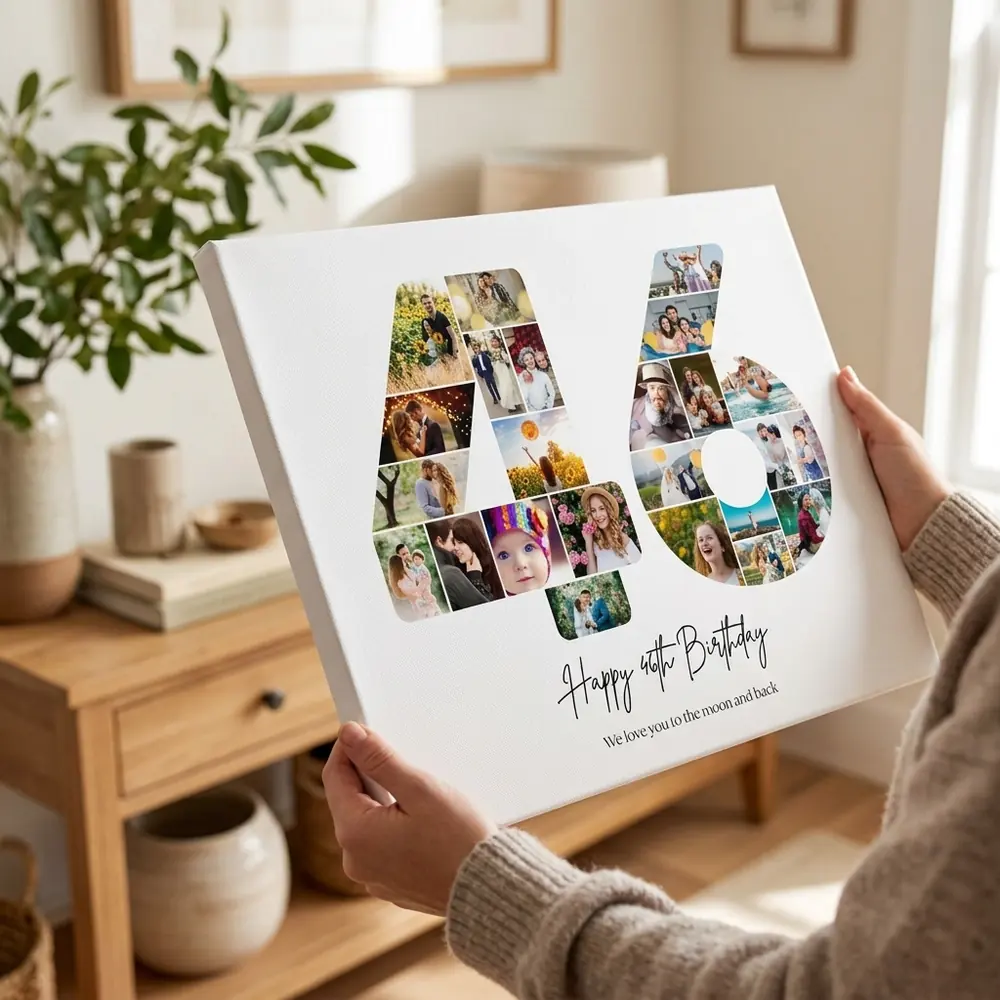 Tablou Personalizat Cadou Colaj Aniversare 46 de ani – tablou canvas în decor