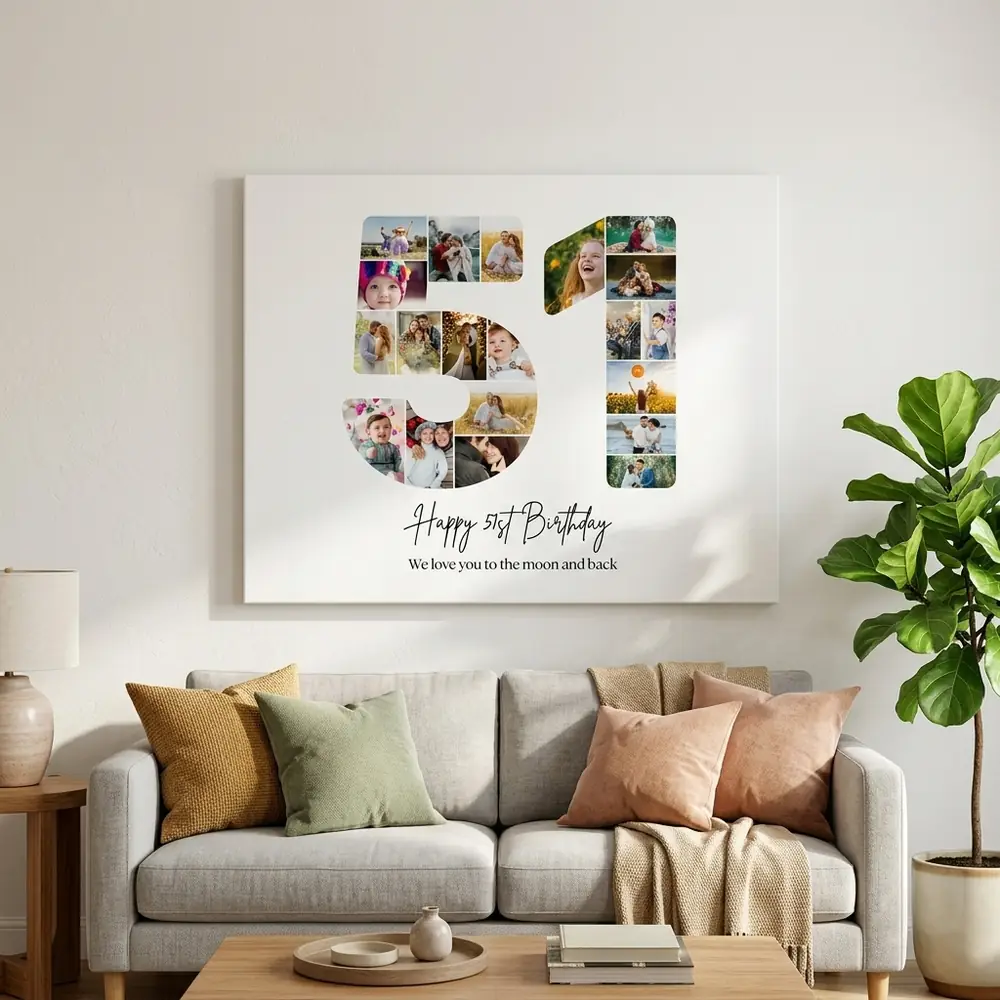 Tablou Personalizat Cadou Colaj Aniversare 51 de ani – tablou canvas în decor