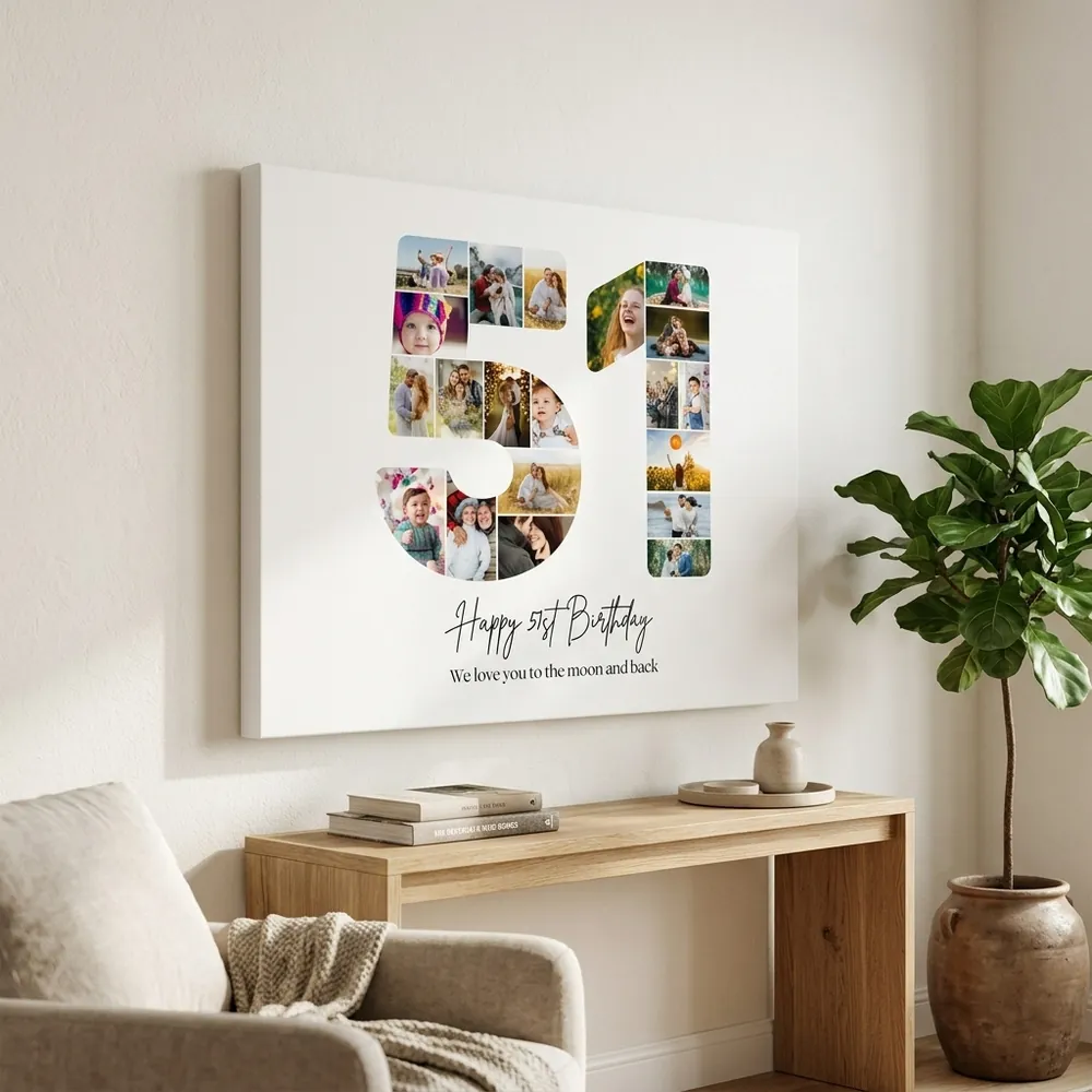 Tablou Personalizat Cadou Colaj Aniversare 51 de ani – tablou canvas în decor