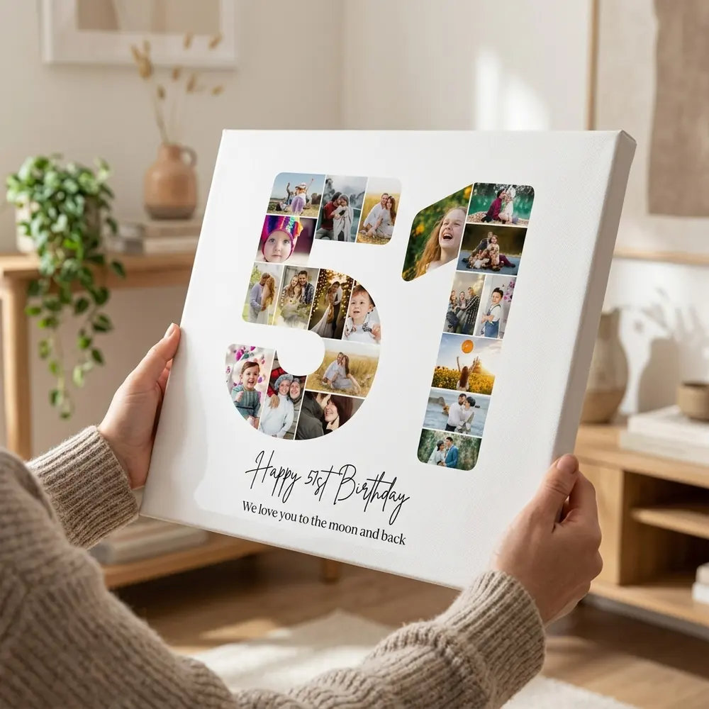 Tablou Personalizat Cadou Colaj Aniversare 51 de ani – tablou canvas în decor