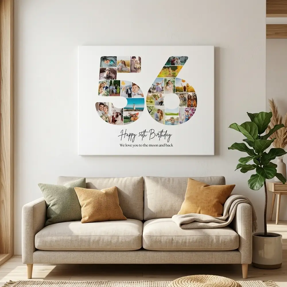 Tablou Personalizat Cadou Colaj Aniversare 56 de ani – tablou canvas în decor