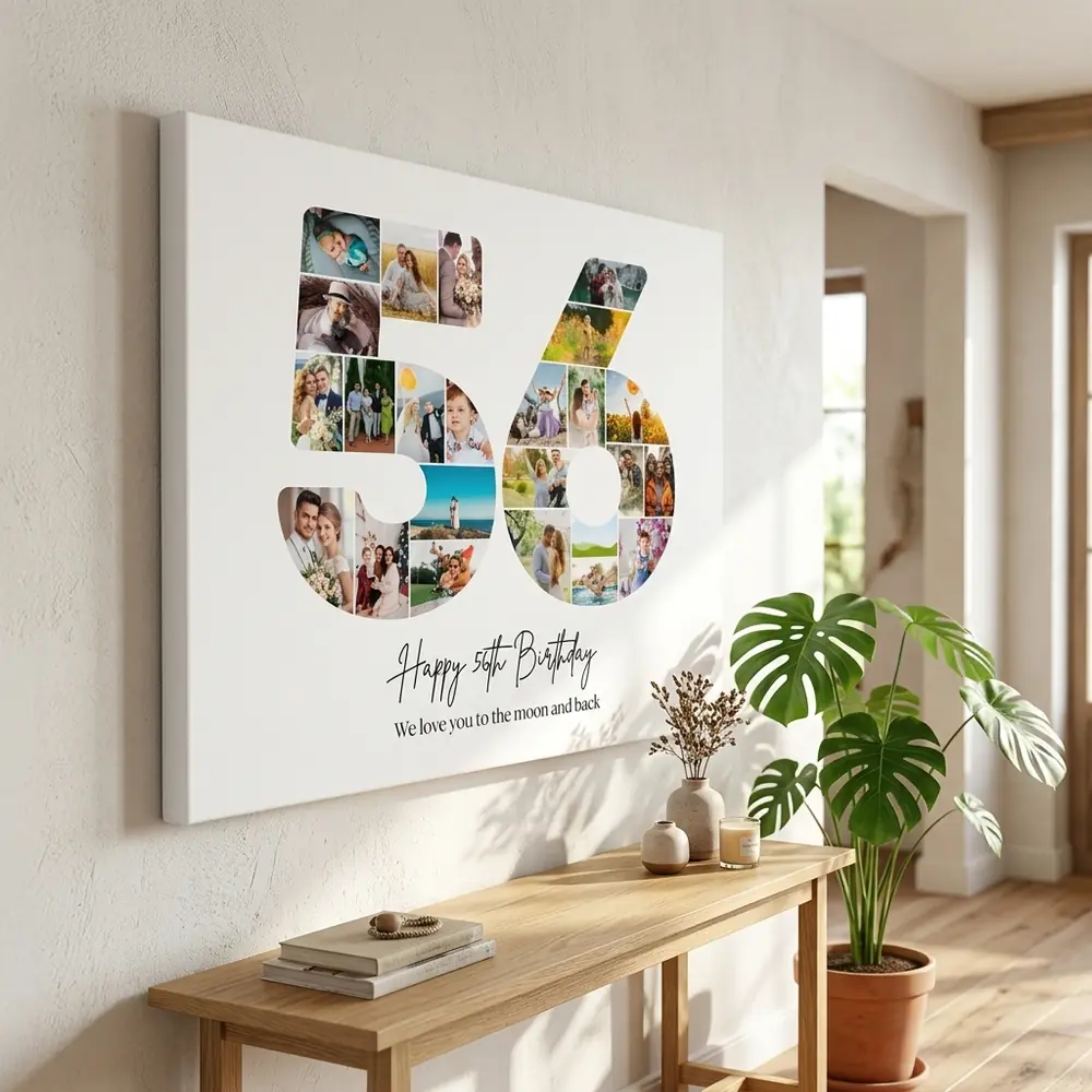 Tablou Personalizat Cadou Colaj Aniversare 56 de ani – tablou canvas în decor