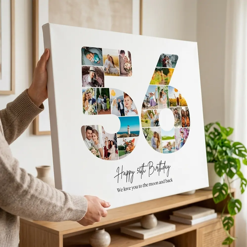 Tablou Personalizat Cadou Colaj Aniversare 56 de ani – tablou canvas în decor