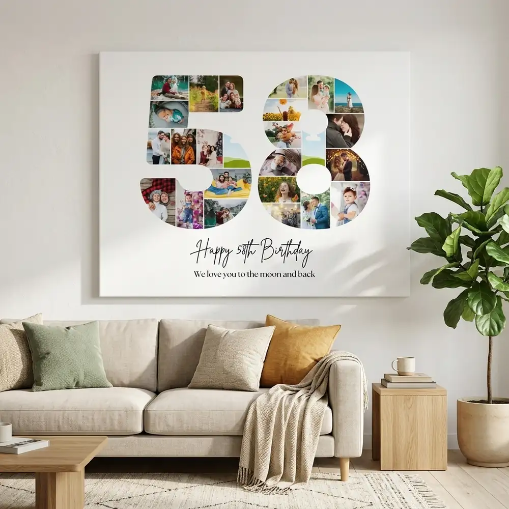 Tablou Personalizat Cadou Colaj Aniversare 58 de ani – tablou canvas în decor