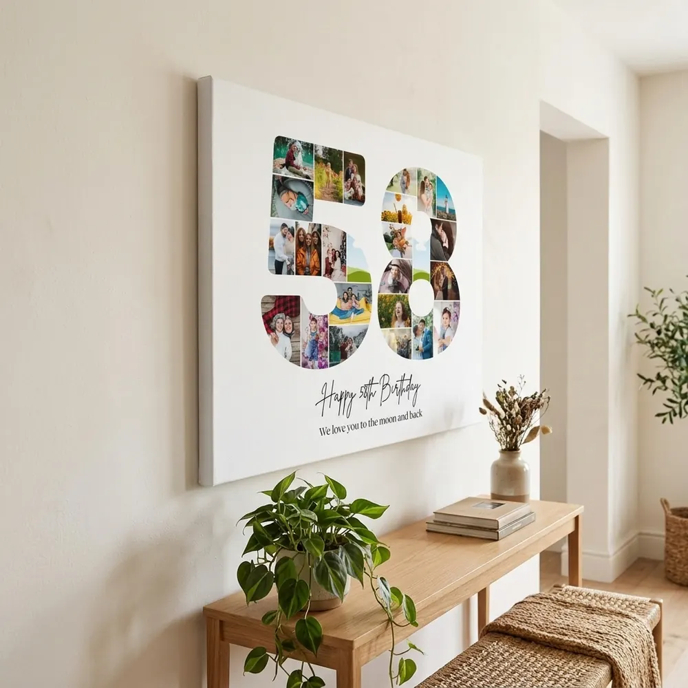 Tablou Personalizat Cadou Colaj Aniversare 58 de ani – tablou canvas în decor