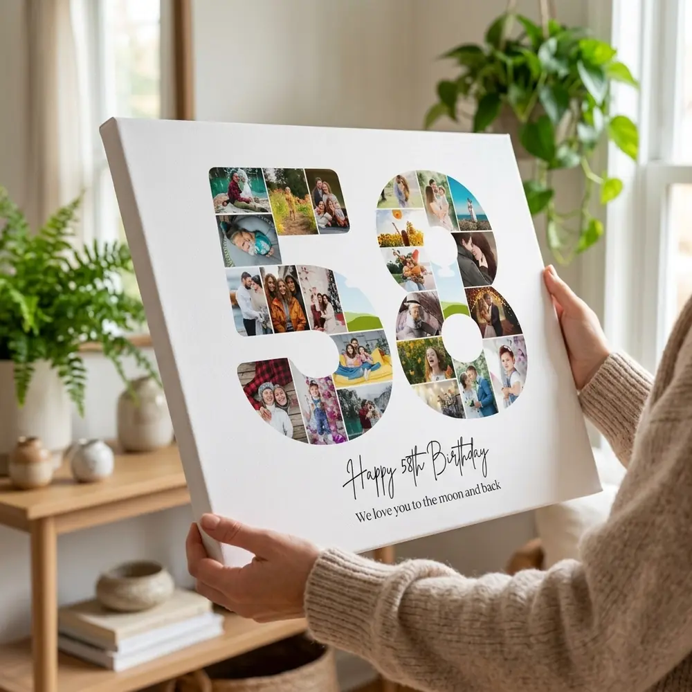 Tablou Personalizat Cadou Colaj Aniversare 58 de ani – tablou canvas în decor