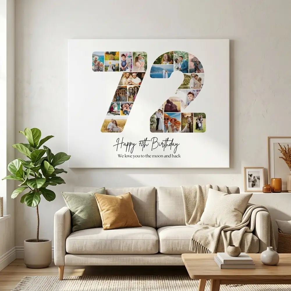 Tablou Personalizat Cadou Colaj Aniversare 72 de ani – tablou canvas în decor