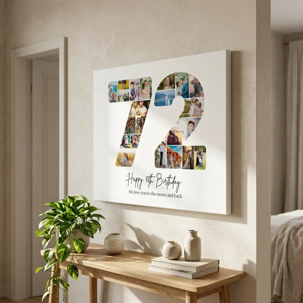 Tablou Personalizat Cadou Colaj Aniversare 72 de ani – tablou canvas în decor