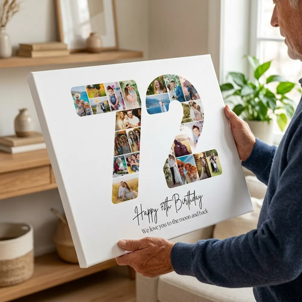 Tablou Personalizat Cadou Colaj Aniversare 72 de ani – tablou canvas în decor