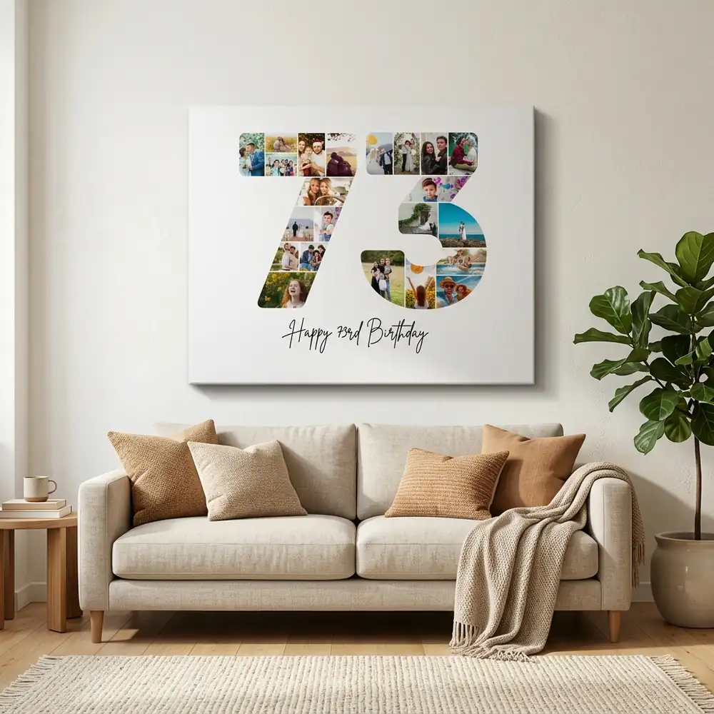 Tablou Personalizat Cadou Colaj Aniversare 73 de ani – tablou canvas în decor