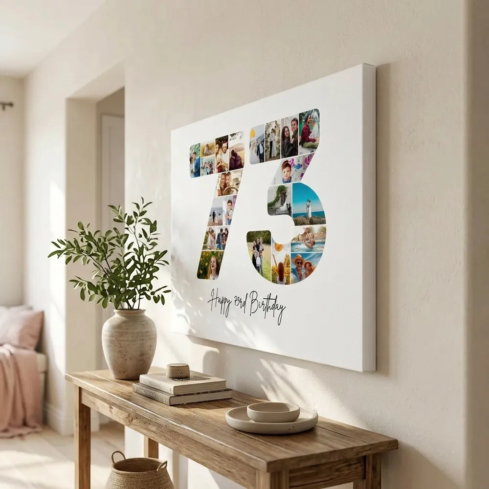 Tablou Personalizat Cadou Colaj Aniversare 73 de ani – tablou canvas în decor