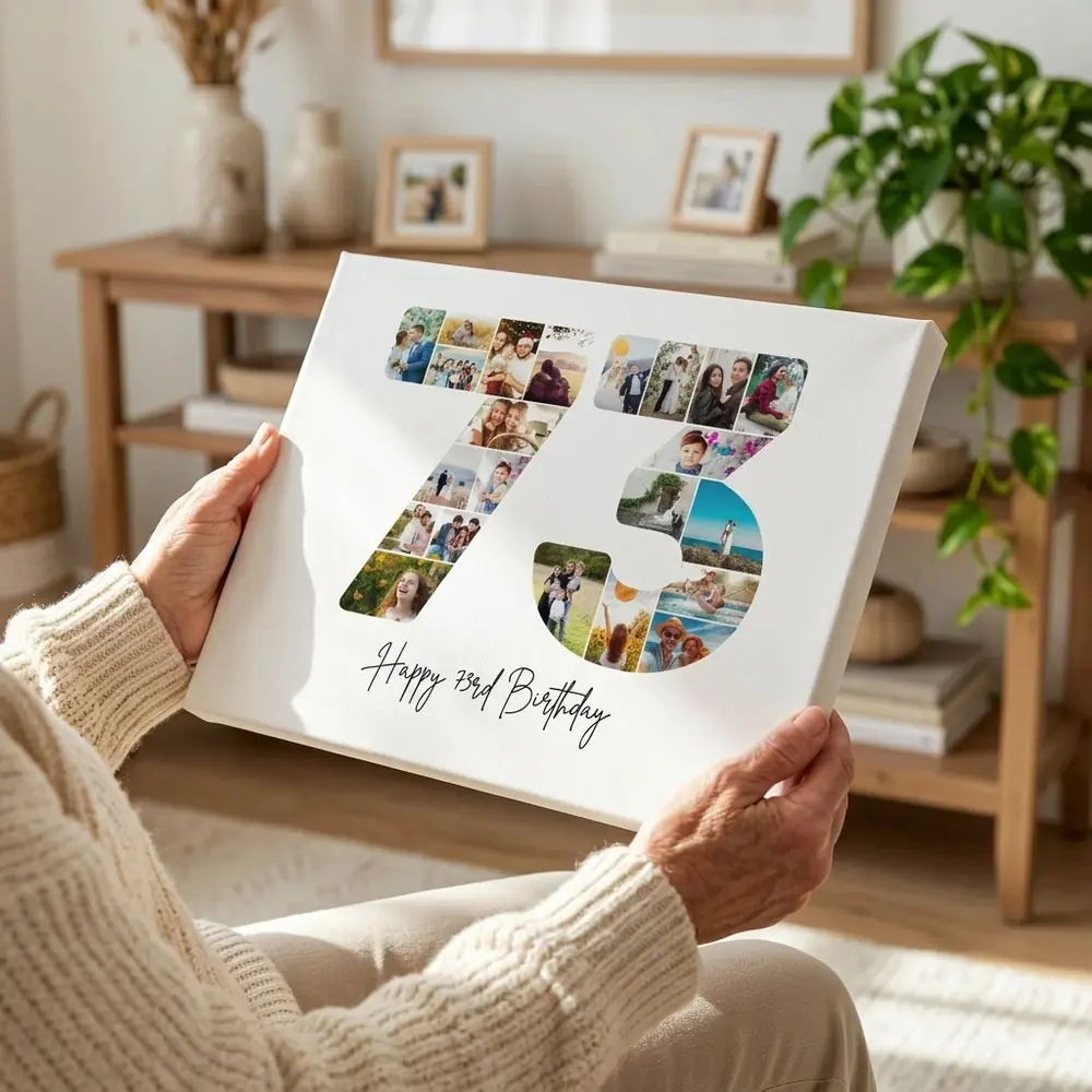 Tablou Personalizat Cadou Colaj Aniversare 73 de ani – tablou canvas în decor