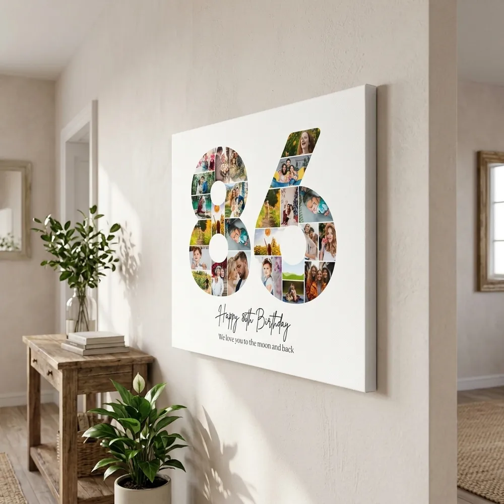 Tablou Personalizat Cadou Colaj Aniversare 86 de ani – tablou canvas în decor