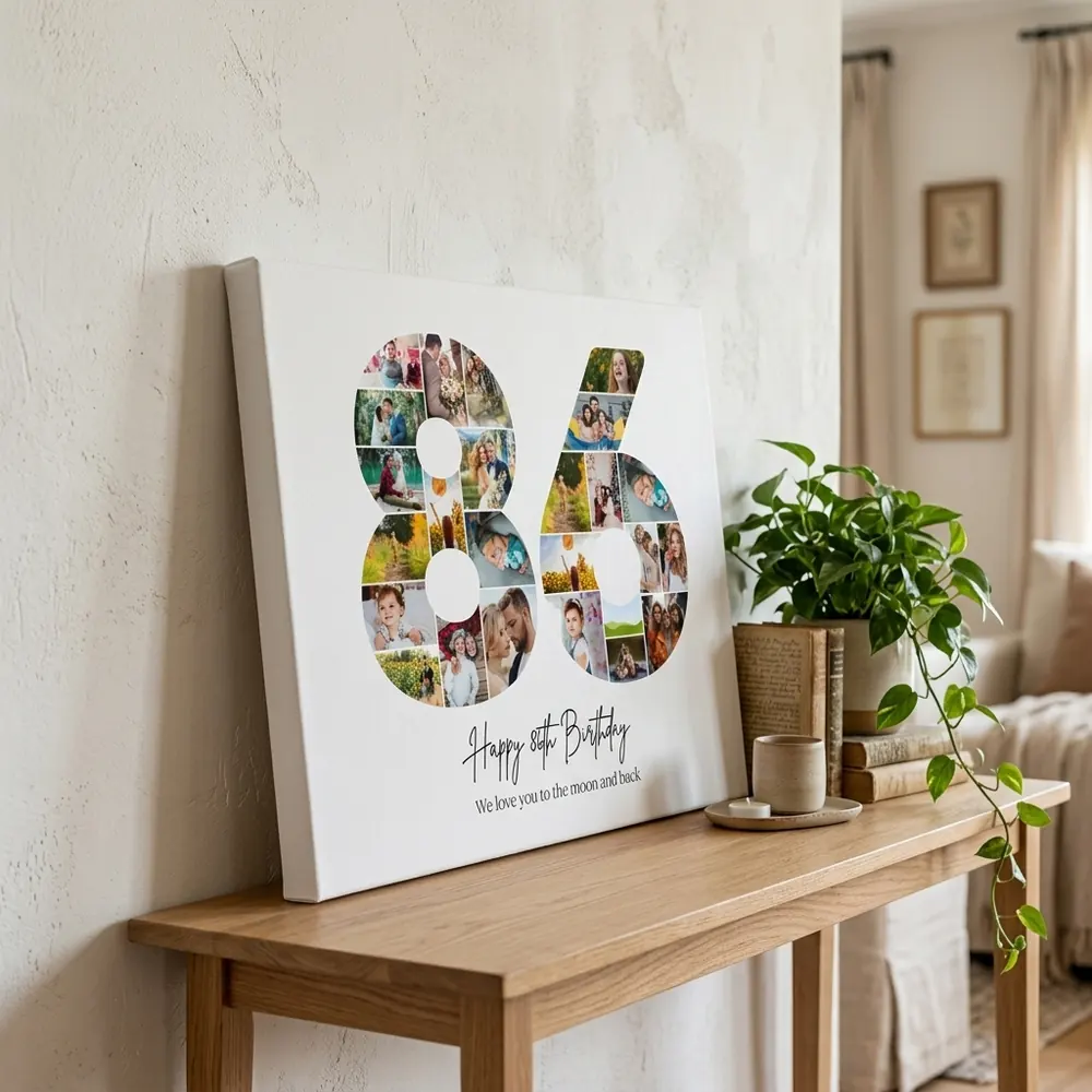 Tablou Personalizat Cadou Colaj Aniversare 86 de ani – tablou canvas în decor