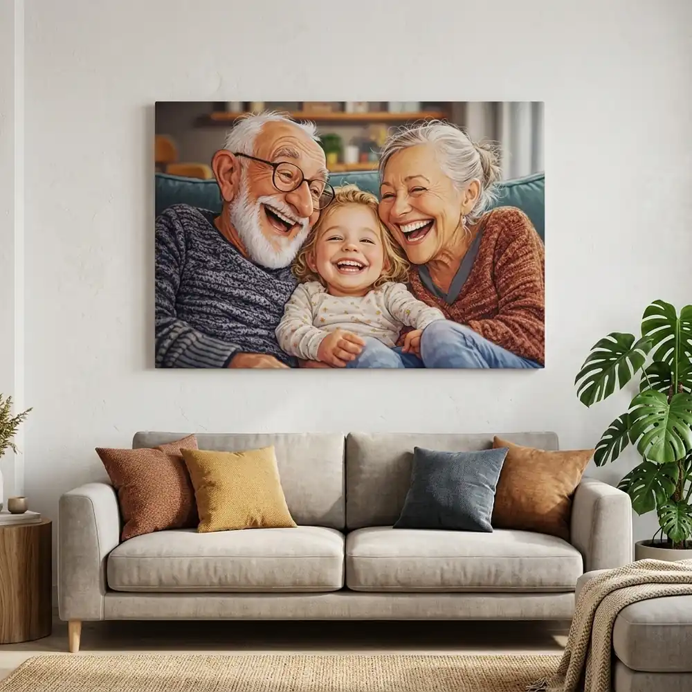 Tablou Personalizat Caricatură pentru Bunici – tablou canvas în decor