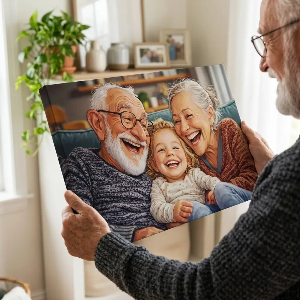 Tablou Personalizat Caricatură pentru Bunici – tablou canvas în decor