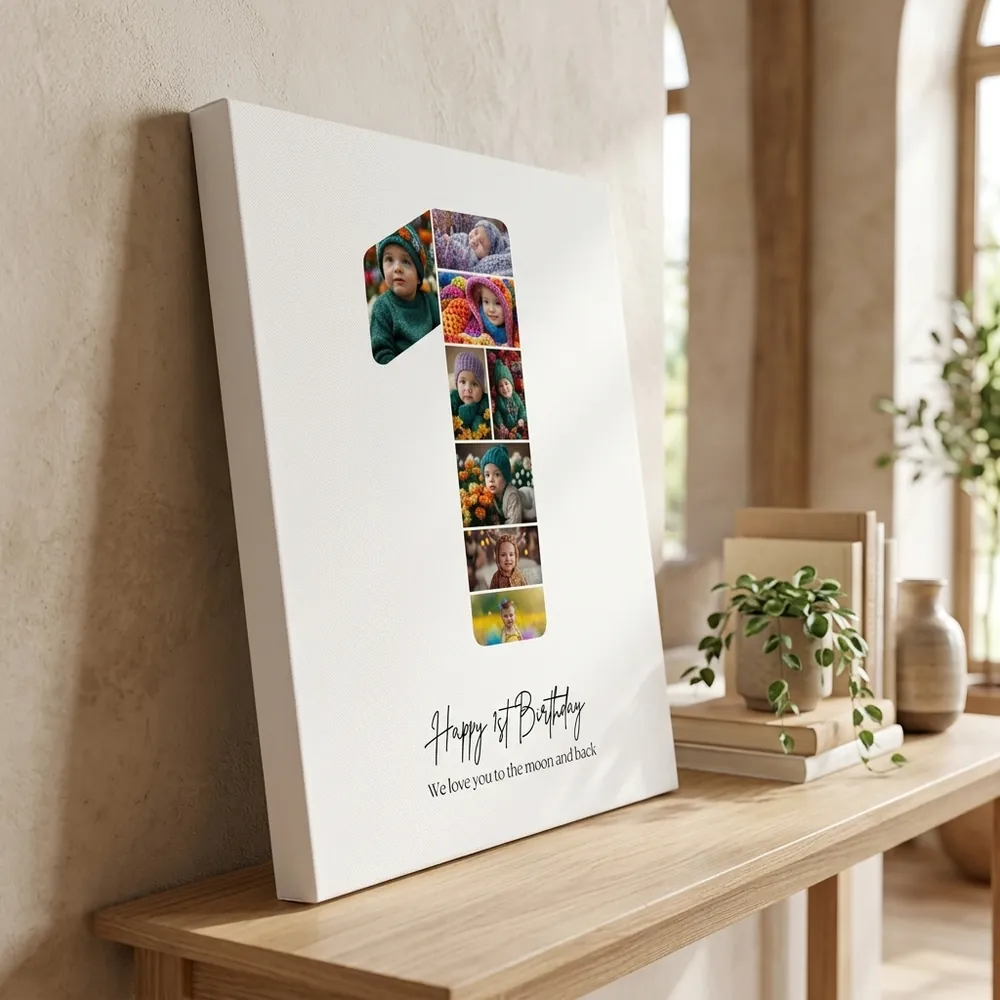Tablou Personalizat Colaj Aniversare 1 an – tablou canvas în decor