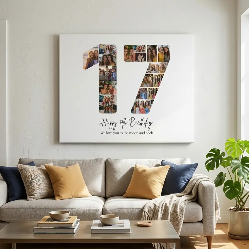 Tablou Personalizat Colaj Aniversare 17 ani – tablou canvas în decor