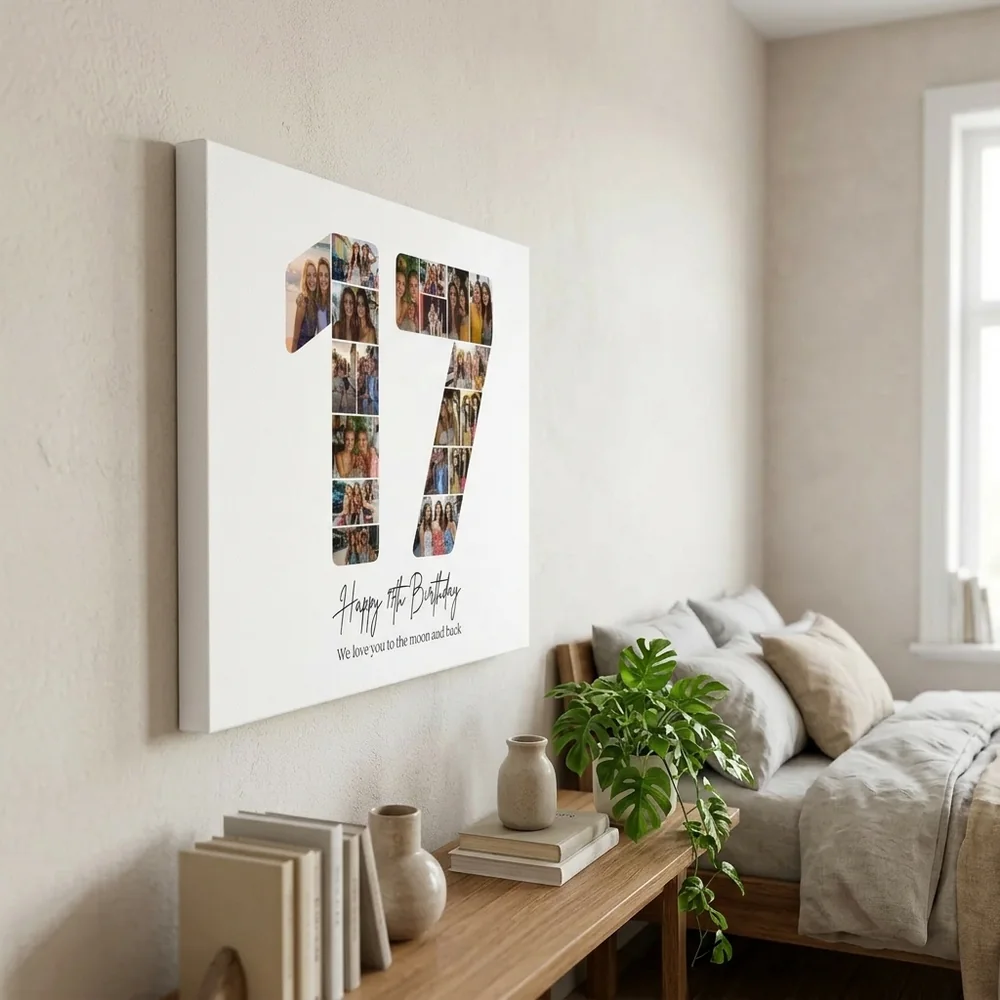 Tablou Personalizat Colaj Aniversare 17 ani – tablou canvas în decor