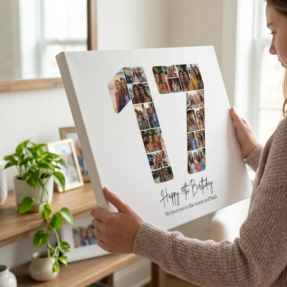 Tablou Personalizat Colaj Aniversare 17 ani – tablou canvas în decor