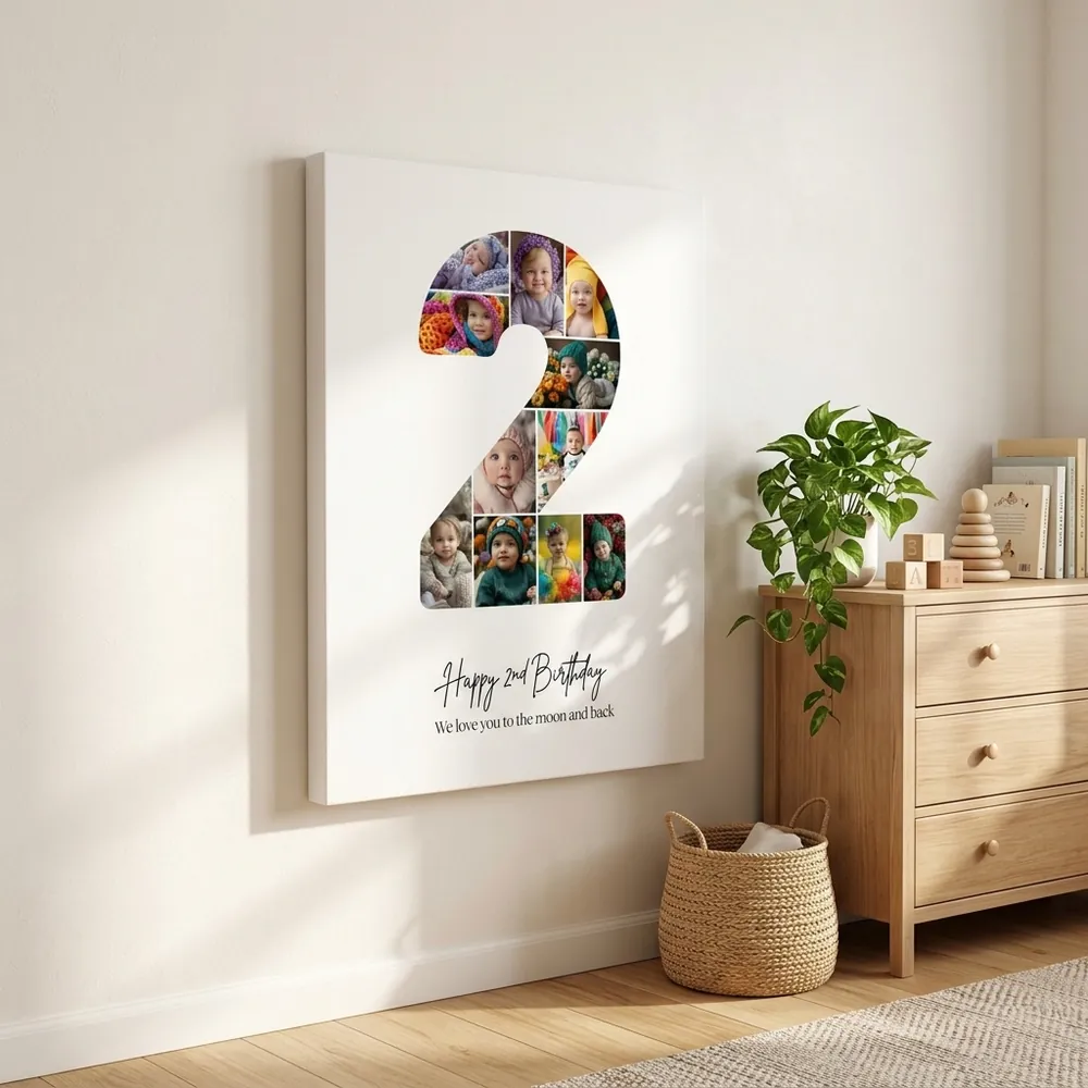 Tablou Personalizat Colaj Aniversare 2 ani – tablou canvas în decor