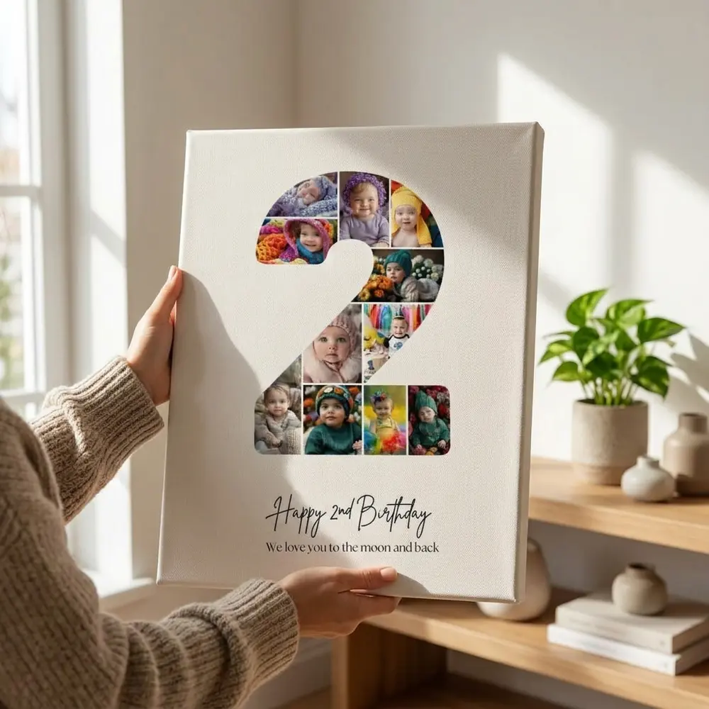 Tablou Personalizat Colaj Aniversare 2 ani – tablou canvas în decor