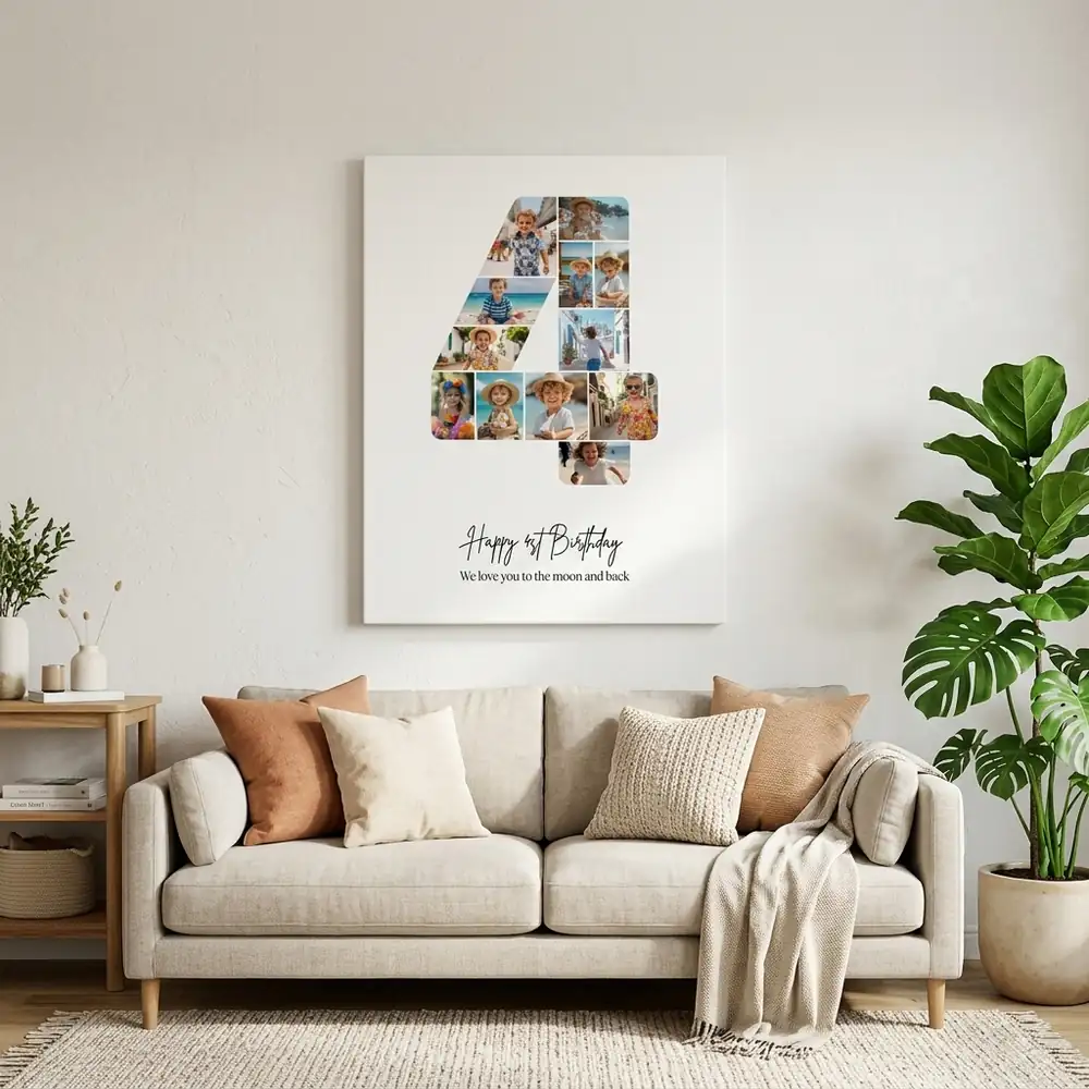 Tablou Personalizat Colaj Aniversare 4 ani – tablou canvas în decor