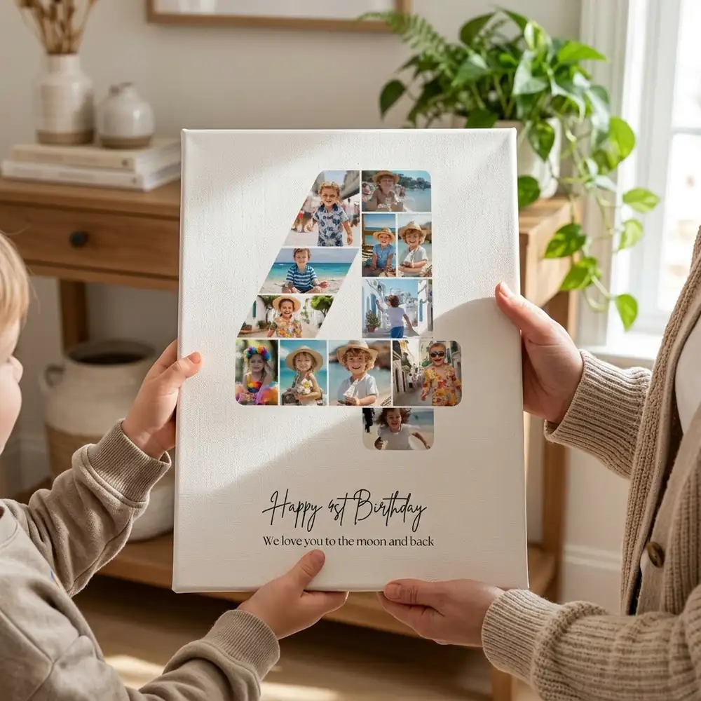 Tablou Personalizat Colaj Aniversare 4 ani – tablou canvas în decor