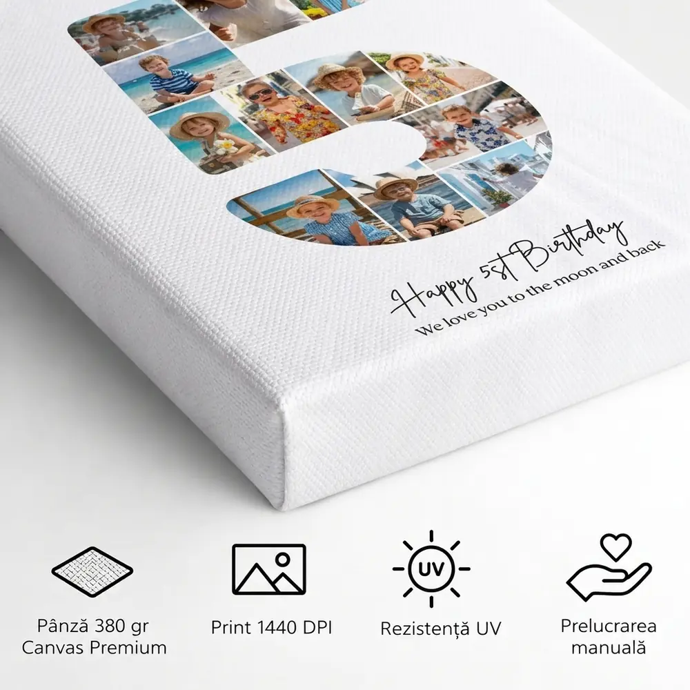 Tablou Personalizat Colaj Aniversare 5 ani – detalii și specificații