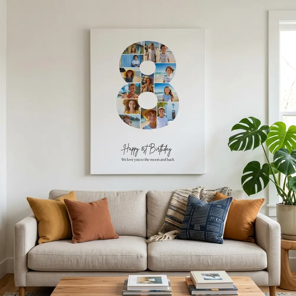 Tablou Personalizat Colaj Aniversare 8 ani – tablou canvas în decor