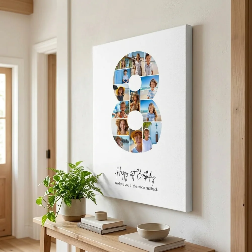 Tablou Personalizat Colaj Aniversare 8 ani – tablou canvas în decor