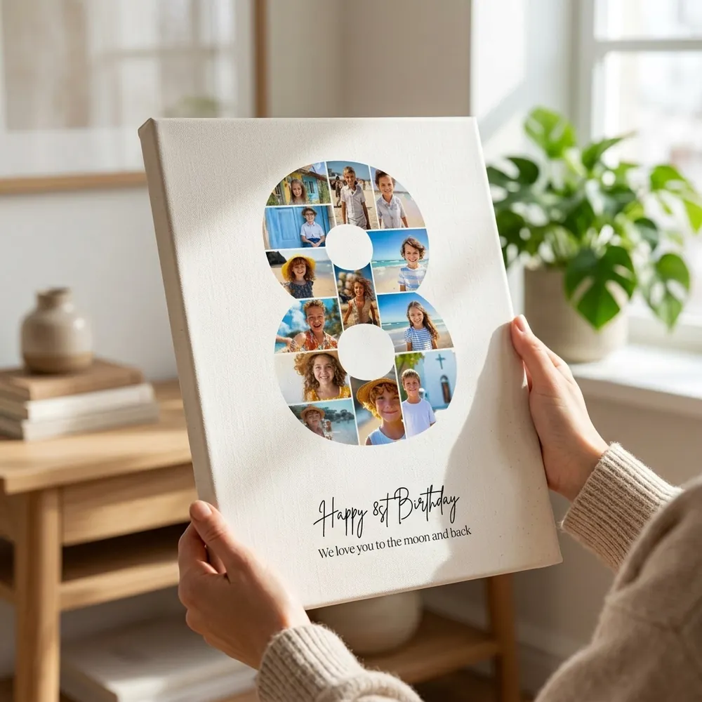 Tablou Personalizat Colaj Aniversare 8 ani – tablou canvas în decor