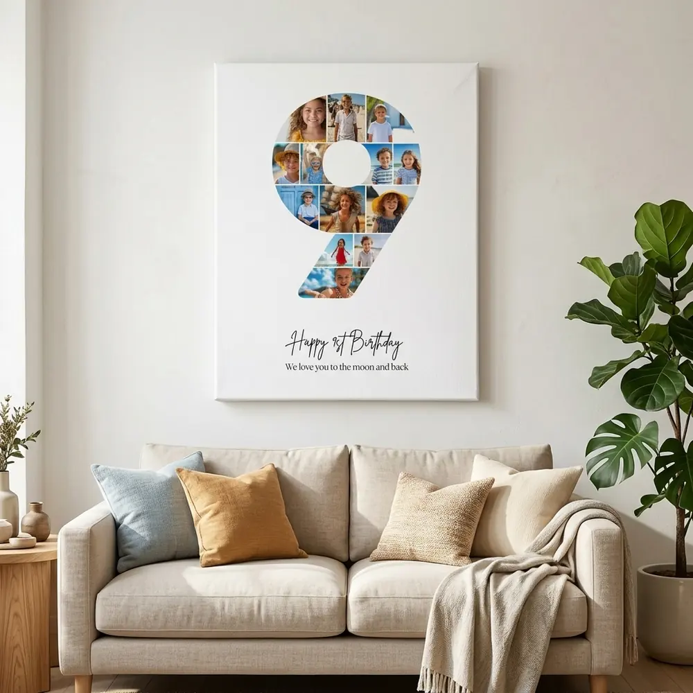 Tablou Personalizat Colaj Aniversare 9 ani – tablou canvas în decor