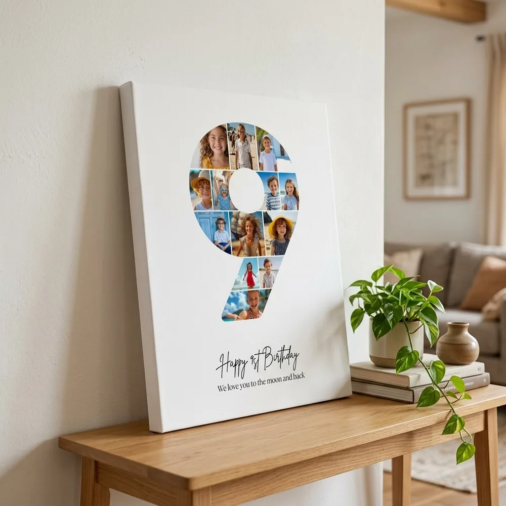 Tablou Personalizat Colaj Aniversare 9 ani – tablou canvas în decor