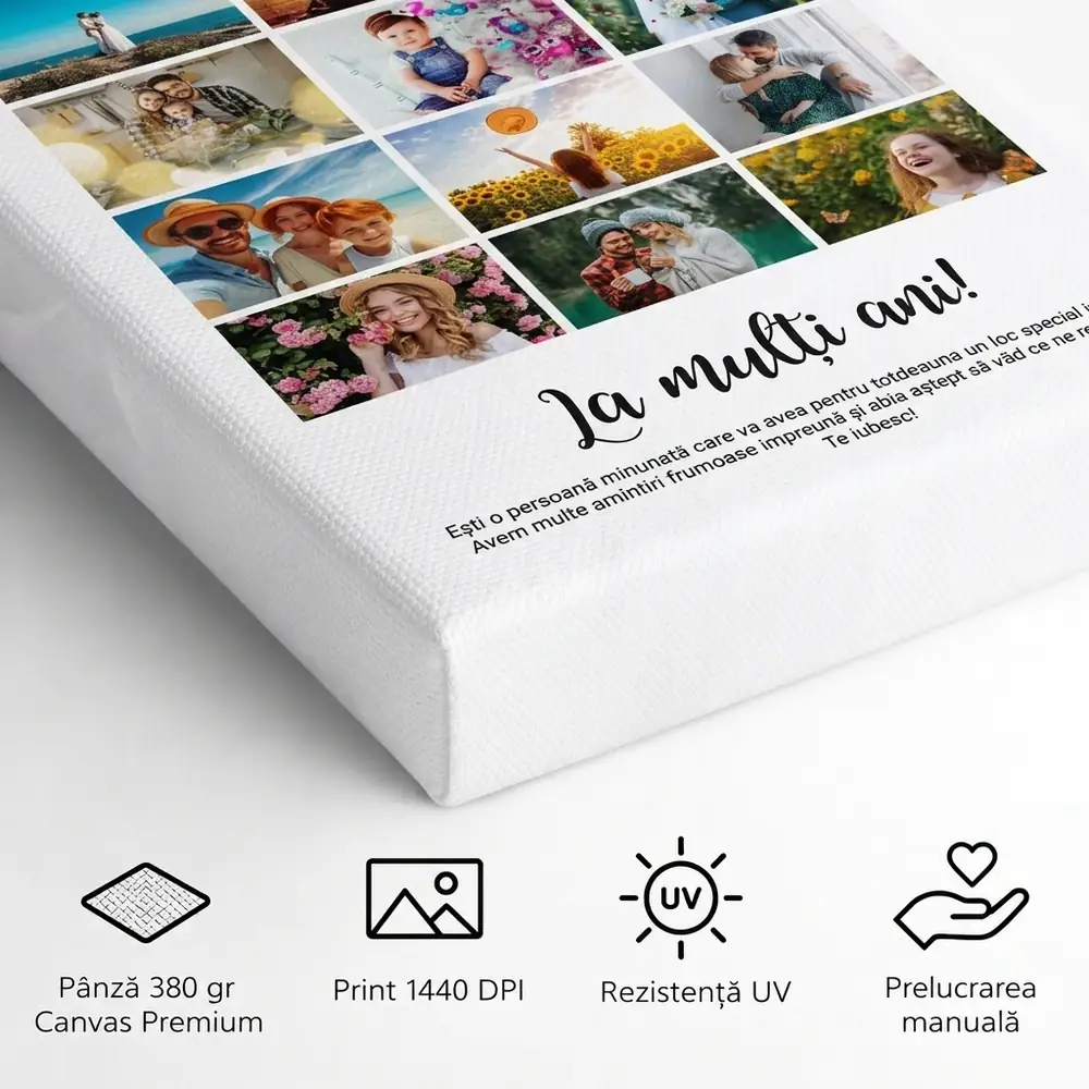 Tablou personalizat colaj cu 12 poze si mesaj – detalii și specificații